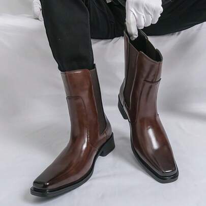 High-Quality Leather High-Top Boots, Lightweight High-Top Boots, Street Fashion Chelsea Leather Boots For Men