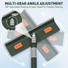 4-In-1 Window Squeegee For Home | Window Cleaning Kit With 3 Microfiber Cloths & Feather Dusters, Professional Tool For Outdoor Windows, Mirrors, Screens, Multi-Use Car Windshield Cleaning Tool With Long Handle, Plastic Material - Green - View 5