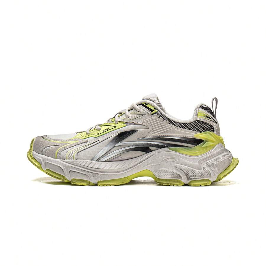 Zapatos casuales retro Y2K con suela gruesa Li-Ning STARLIT L2K para hombres, material de malla y ante, AGLW005 - ceniza de cocina - Ver 1