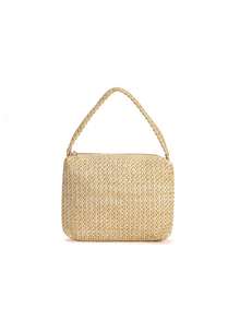 Elegant Minimalist Straw Magnetic Triangle Handbag, Suitable For Party, Wedding, Prom, Gathering, Beach, Spring/Summer - Beige - View 3