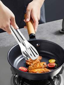 1pc Stainless Steel Slotted Serving Tong,Stainless Steel Food Clip,Ood Grade Kitchen Utensils, Hollow-Out Design For Draining & Oiling,Multifunctional Kitchen Cooking Clip, Food Fixture With Heat-Resistant And Anti Slip Handle, Bread Clip - Multicolor - View 6