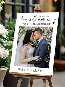 Cartel de bienvenida personalizado para boda, foto de boda personalizada, cartel minimalista para recepción de boda, arte de pared en lienzo, pósteres e impresiones, pintura de pared como regalo festivo, regalos para amigos - Multicolor - Ver 2
