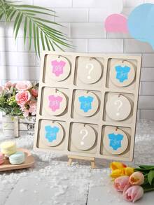 13件套性别揭晓游戏棋盘游戏,包含10个游戏棋子、1卷绳子、1个支架,趣味迎婴派对用品(男孩或女孩皆可),桌面装饰(T恤) - 彩色 - 查看 2