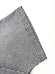 Worn-Out Washed Men's Short-Sleeved Shirt, Featuring A Pink Meteor Flame Human Face Silhouette Pattern In Letters On A Double-Sided Print, Retro Casual Loose Men's T-Shirt, Comfortable And Versatile Men's Clothing - Xám - Xem 7