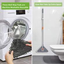 Wall Cleaner Mop With Adjustable Long Handle & 360° Rotating - Multi- Ceiling/Wall/ Suitable For Walls, Ceilings, Floors, Baseboard With 6 Replacement Pads, Extendable Pole, No Ladder/ Assembly - 6pcs - View 7