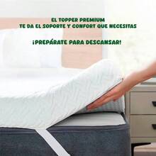 Colchoneta Cubre Colchón Topper Individual 100x190x5 cm – Alto De 5 cm – Colchoneta con Memory Foam y Cool Gel – Sobrecama – Topper en Caja – Sobrecolchón – para Hogar Recámara - Blanco - Ver 3