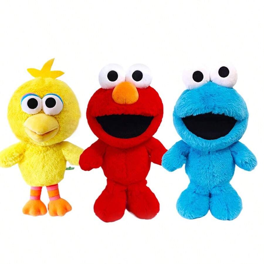 Sesame Street 1个20厘米芝麻街经典艾摩、甜饼怪、大鸟毛绒玩偶，中号柔软填充玩偶，可爱圣诞节生日礼物，英语培训机构道具