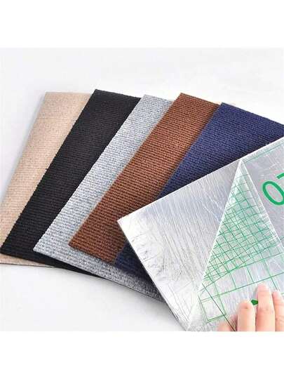 10pcs/Set Self-Adhesive Square Floor Carpet Tiles, Easy Tear And Stick Non-Slip Floor Stickers, Suitable For Room And Stair Floor Mats, Non-Slip Decorative Home Carpet Tiles, Aluminum Foil Backing - No Residue, Freely Combinable
