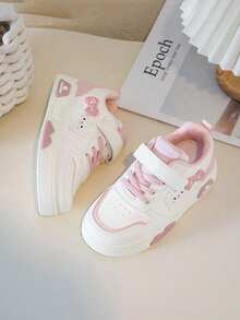 1 Pair Children's Casual Sneakers, 2025 All Season, Boys' Leisure Skate Shoes, New Low-Top Girls' White Shoes, Soft Bottom Fashion Skateboard Shoes, Fashionable Versatile Outdoor Running Shoes - Pink - View 5