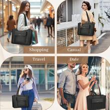 NEWHEY Fashionable Tote Bag, Unisex High-Quality PU Leather Large Capacity Work Tote Bag With Zipper, Waterproof, Elegant Handbag, Anti-Theft Wallet, Travel, Casual, Business, Lightweight - Multicolor - View 8