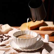 Ceramic Japanese Coffee Cup And Saucer Set, Suitable Breakfast, Tea Party, Afternoon Tea, Garden, Restaurant, Etc., Can Be Used Multiple Purposes In Summer And Winter - White - View 10