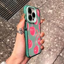 Cherry Phone Case, Pop Art Style, For Compatible With IPhone 17/17pro/17promax/17Air/Iphone16/16pro/16plus/16promax/15/15promax/15pro/11/12/13/14promax/12mini/13mini/11pro/11promax/12pro/12promax/13pro/13promax/14pro/14promax, Summer Fruit Treat Gift, Vibrant Sweet Icon Present - 綠色 - 查看 6
