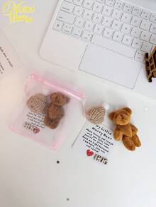 1 Set Mini Plush Teddy Bear Hug Gift Bag With Encouragement Card, Cute Brown And Pink Teddy Bears In Box, Perfect Thoughtful Birthday And Holiday Gift For Loved Ones, Romantic Gift For Partner - Beige - View 9