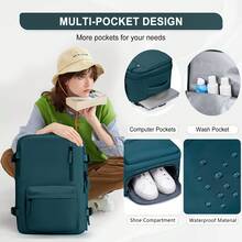 17-Inch Laptop Business Work Waterproof Backpack, Large Travel Backpack For Both Men And Women, Handbag, With Laptop Compartment, Suitable For Carry-On Luggage, Carry-On Luggage Box, Super Large Travel Backpack, Suitable For Business Trips, Travel Bag, Suitable For School, Suitable For Both Men And Women. - 孔雀藍 - 查看 7