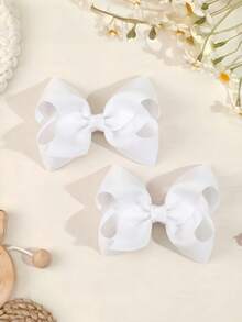 2Pcs 4.5Inch Hair Clips, Alligator Clips With Satin Ribbons, Solid-Color Hair Accessories Suitable For Girls And Teenagers, For Daily Use And Valentine's Day Decoration - Multicolor - View 3