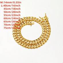8-14mm Men's Hip Hop Cuban Chain Necklace – HipHop Jewelry Luxury 14K Gold Plated Choker Solid Miami Cuban Link Chain Necklace For Men Monaco Chain Men Men Jewelry Cuban Link Chain Necklaces For Men Gold Chain Cuban Link Chain Women Baddies Chain As Party & Gift & Stage Show Auspicious New Year Gifts - 14毫米(0.55吋) - 查看 18
