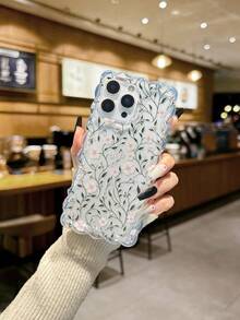 Floral Painted Braided Wave Edge Minimalist High-End TPU Painted Anti-Drop Phone Case Compatible With IPhone 17pro/17Air /17/17promax 16/11/16pro/16plus/16promax/16e/15Promax/13/14/12/XS/XR/7G/8PXR /7/8, Painted TPU Anti-Drop Soft Case Compatible With IPhone 15Promax, 13, 14, 11, X, 12/14 Painted TPU Anti-Drop Soft Case - Multicolor - View 4