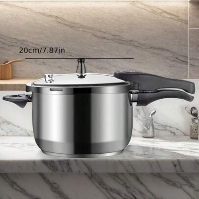 Stainless Steel Pressure Cooker With Glass Lid - Gas Stovetop Compatible, Induction Cooker Ready, Universal High Quality Saucepan For Cooking Soup, Rice, Porridge - Durable Cookware Finish, No Power Supply Needed