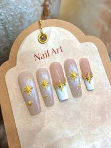 6格3D合金星星美甲饰品 星光金属银色金色饰品 美甲装饰 Y2K美甲DIY配件 美甲用品 美甲宝石 指甲 - 彩色 - 查看 5
