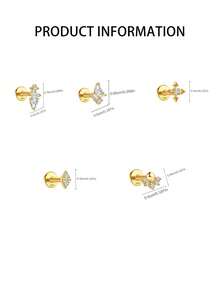 1pc S925 Sterling Silver Nose Stud, Simple & Easy To Wear, Fashionable Round Ball Zirconia Embedded Nose Jewelry, Suitable For Women's Daily Wear, Parties, And Banquets - Yellow Gold - View 5