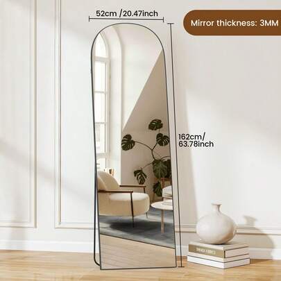 GartistGo Arched Full Length Mirror 162*52cm – Large Standing Floor Mirror With Aluminum Alloy Frame & Shatter-Resistant Tempered Glass, Wall-Mounted Or Leaning For Bedroom, Living Room, Entryway