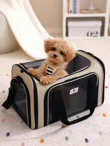 1pc Portable Foldable Pet Carrier Bag For Small Dogs And Cats Up To 20lbs, Airline Approved Soft-Sided Dog Cat Travel Bag With Breathable Mesh Panels And Zipper Openings, Lightweight And Durable Pet Tote With Shoulder Strap And Top Handle, Ideal For Airplane, Car, Commute, Outdoor Picnic, Camping, Vet Visits, Pet Travel Essentials For Women And Men Cat Carrier Cat Bag - Multicolor - View 2