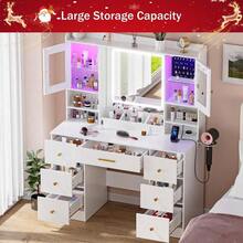 ✨White Makeup Vanity Desk With Mirror, Make Up Vanity Desk With Drawers & Jewelry Cabinet, Vanity Table, Vanity Mirror Desk Dressing Table Bedroom| Autumn & Winter Heartwarming Thanksgiving|& Halloween,Made Me Buy It: Must-Haves To Stock Up On|Newly Upgraded Thickened Edition|Home Essentials From You NEED✨ - 白色 - 查看 5