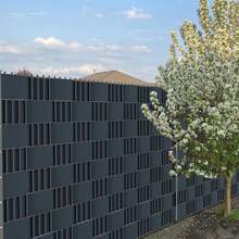 10 Rigid PVC Privacy Screen Strips, Windproof, Double Wire Fence For Garden Or Balcony. - Dark Grey - View 6