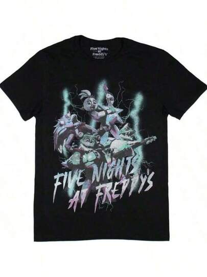 Skjortor för män Fives Nights At Freddy's Herr Säkerhetsintrång Lightning Distressed Vuxen T-shirt Herr Casual Tryck Rund Hals Kortärmad T-shirt Herr Dam T-shirt Tryckt T-shirt