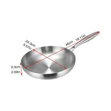 304 Stainless Steel Frying Pan NonStick Pan Fried Steak Pot Uncoated Kitchen - Silver - View 4