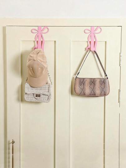 2pcs Pink Butterfly Metal Wall Hooks, Suitable For Girls Room, Cabinet, Living Room, Bathroom, Bedroom, Multi-Functional Children's Room Storage Hooks, Metal Decorative Hooks