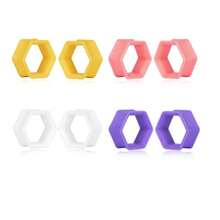 12pcs/8pcs Thin Polygon Punk Style 8-19mm PLA Ear Gauges, Simple & Fashionable Personalized Ear Plugs Piercing Jewelry Women New - 4 Pairs (yellow/pink/white/purple) - View 11