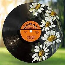 1pc Vintage Style 2D Flat Black Vinyl Record Wall Art - 8 Inch Round Metal Sign Plaque With Sunflower Design, Reusable Classic Decor For Home, Bar, Cafe, Club, Dorm - Great Gift For Music Lovers, Wall Decor Plaque | Retro Decor | Music Room Decor, Hole Pattern As Size Chart - No Frame Easy Hanging Decoration, Retro Kitchen Decor, 2D Flat Art, Pre-Drilled Holes, Random Hole Style - Metal Wall Art, Tin Signs, Vintage Metal Signs, Retro Wall Decor, Rustic Metal Art, Cool Metal Signs, Man Cave Decor, Garage Signs, Classic Metal Art, Unique Wall Art , Mother's Day, Father's Day Room Decor, Bathroom Deccor, Posters - 彩色 - 查看 4