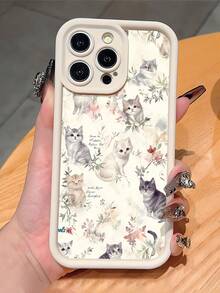 1 件装时尚个性化猫咪插画美学图案全覆盖防指纹软壳手机壳，兼容 16 Pro Max/16/16 Pro/16 Plus/15/15 Pro Max/15 Pro/11/12/13/14 Pro Max/11 Pro/11 Pro Max/12 Pro/12 Pro Max/13 Pro/13 Pro Max/14 Pro/14 Pro Max - 彩色 - 查看 2