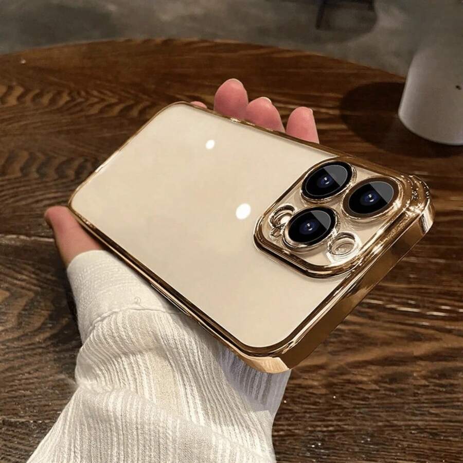 1pc Luxury Transparent Protective Case With Electroplated Glossy Surface, Built-In Glass Camera Lens, Full Coverage Phone Case Compatible With IPhone 16/16 Pro/16 Plus/16 Pro Max, 11/11 Pro Max, 12/12 Pro/12 Pro Max, 13/13 Pro/13 Pro Max, 14/14 Pro/14 Pro Max, 15/15 Pro/15 Pro Max, 17/17 Pro/17 Pro Max/17 Air - 款式4(1pc) - 查看 1