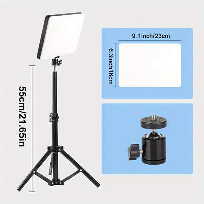55厘米/21.65英寸可调节三脚架，防缠绕LED自拍灯，10英寸LED环形自拍灯，USB供电，适用于Vlog、摄影、直播和化妆，Vlog配件 | 时尚三脚架 | 高度可调节，手机三脚架，母亲节春季礼物