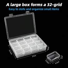 1 个（14/20/30/44 格）多功能透明隔层收纳盒，是收纳小型珠宝、配饰和工艺用品的理想之选，非常适合节日送礼、家居收纳和旅行，尺寸小巧，5.5*5.5*2CM，用时尚的收纳方案提升您的空间，适用于圣诞节、感恩节、新年和情人节庆祝活动。 - 無色 - 查看 17