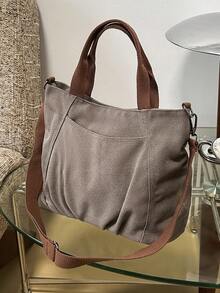 peach tree 女士休闲托特包，简约纯色手提包，男女通用单肩包，大容量多口袋多功能随身包，适合度假、旅行、送礼、返校、大学、情人节等场合。 - 彩色 - 查看 17