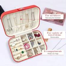 Organizador pequeño para joyas de viaje de 24 agosto mini artículos esenciales de viaje para mujeres joyero pequeño para niñas de 8 a 12 regalos de dama de honor regalos de cumpleaños para mujeres-B032 - Largo, rosa intenso - Ver 1