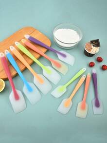 1/3/6pcs Silicone Spatula, Mini Silicone Scraper, Jam Scraper, Heat-Resistant Cream Scraper, Mixing Baking Tool, Kitchen Utensil, Apartment Essential (Length: 21cm/8.26in) - Multicolor - View 1
