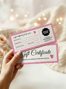1/3pcs Valentines Heart Business Editable Gift Certificate Gift,Customize Photo And Text,Gift Certificate Template: Beauty Salon, Lash, Nail & Spa Editable Voucher Card, Pink Canva Design - A - View 3