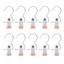 10pcs/Set Clothing Clips, Durable And Rust-Proof Design, Easy-To-Use Hanger Accessories, Flat Mouth 3-Prong Pants Clips For Pants, Hats, Socks - Multicolor - View 12