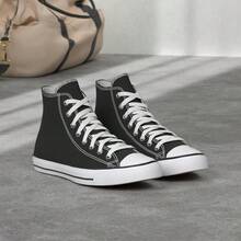 Womens Canvas Sneakers High Top Lace Ups Casual Walking Shoes - màu đen - Xem 2