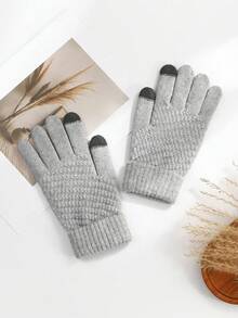 1双/2双装女士冬季触屏保暖加厚柔软舒适手套，在寒冷天气中提供温暖呵护，保持双手温暖。 - 彩色 - 查看 4