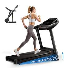 YPOO Folding Treadmill For Home Use, Walking Pad With Auto Incline Up To 15%, 8 MPH Running Speed, Auto-Folding Compact Design, 300 LB Weight Capacity, Under Desk Treadmill For Small Spaces - 查看 1