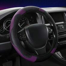 15英寸碳纤维运动型汽车方向盘套，弹性皮革，无内环 - 彩色 - 查看 13