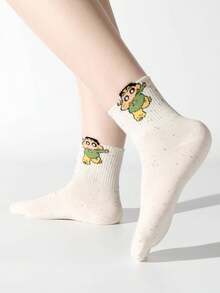 CRAYON SHINCHAN 5双装女士蜡笔小新卡通图案柔软舒适中筒袜 - 彩色 - 查看 3