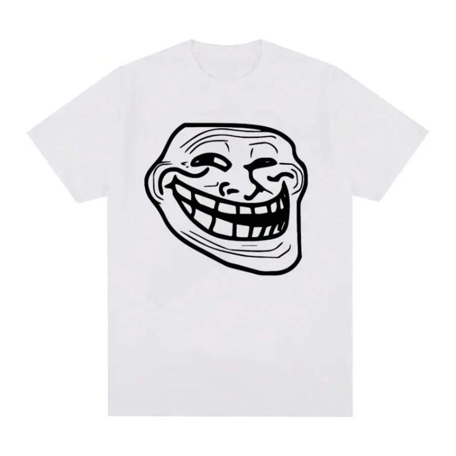 2026 Troll Face Memes Angry Man Issues Funny Meme Cotton T-Shirt Women Vintage Fashion Harajuku T-Shirt Vintage Streetwear - trắng - Xem 1