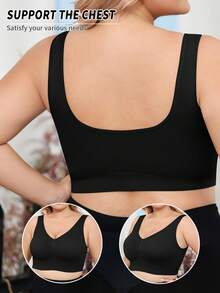 Plus Size Women's Push-Up Shaping Bralette - Wide Strap Seamless Comfort Bra - Black - View 5
