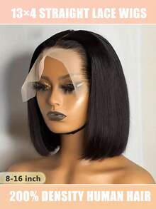 Elegant Natural Black Short Bob Wig For Women - 16 Inch,Hair With Side Part, Perfect For Daily Wear & Cosplay, Face Shaping, Head Cover, Party Wig 1B Bob Wig Human Hair 13x4 Frontal Lace Wig Transparent Lace Front Wigs Human Hair Pre Plucked With Baby Hair Straight Wig Human Hair 200% Density Human Hair Bob Wigs With Baby Hair Middle Part Lace Wigs Natural HairLine Wigs For Women - SNatural - View 2